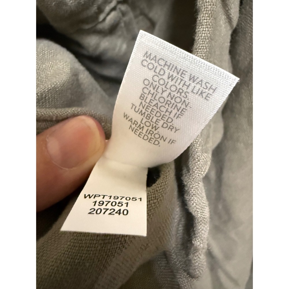 Pure J.‎ Jill Linen Cropped Pants Elastic Waist Olive Gray Womens L Relaxed Fit - Picture 7 of 7
